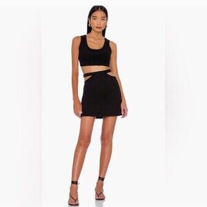 NWT WeWoreWhat Cut Out Mini Skirt in Black Sz S NEW